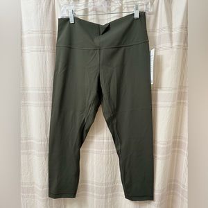 NWT Lululemon size 12 wunder under crop 23in olive green capri/legging